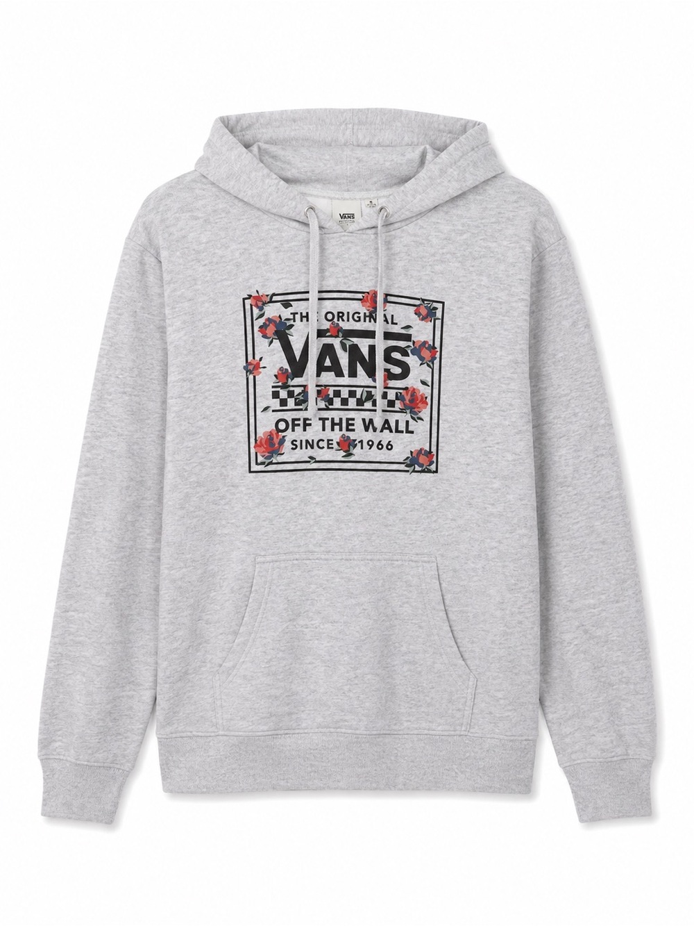 Vans Floral Logo Hoodie Sweatshirt Gray Small Casual Skater Pullover Size Small